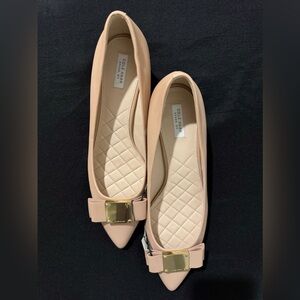 Cole Haan Tali Beige Pointed Flats with Gold Accent